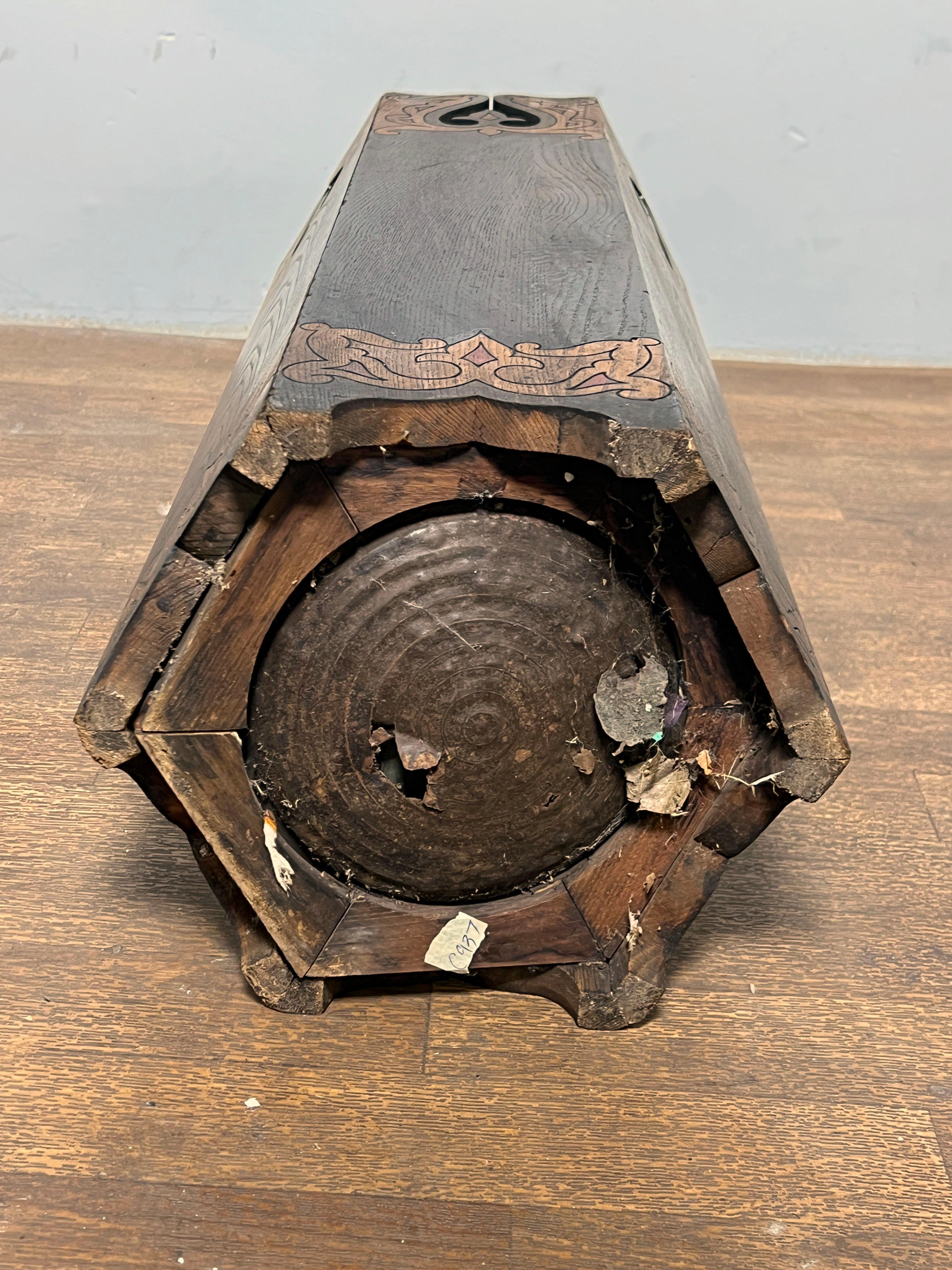 Aluminum Antique Boston School Arts & Crafts Pyrographic Oak Umbrella Stand For Sale