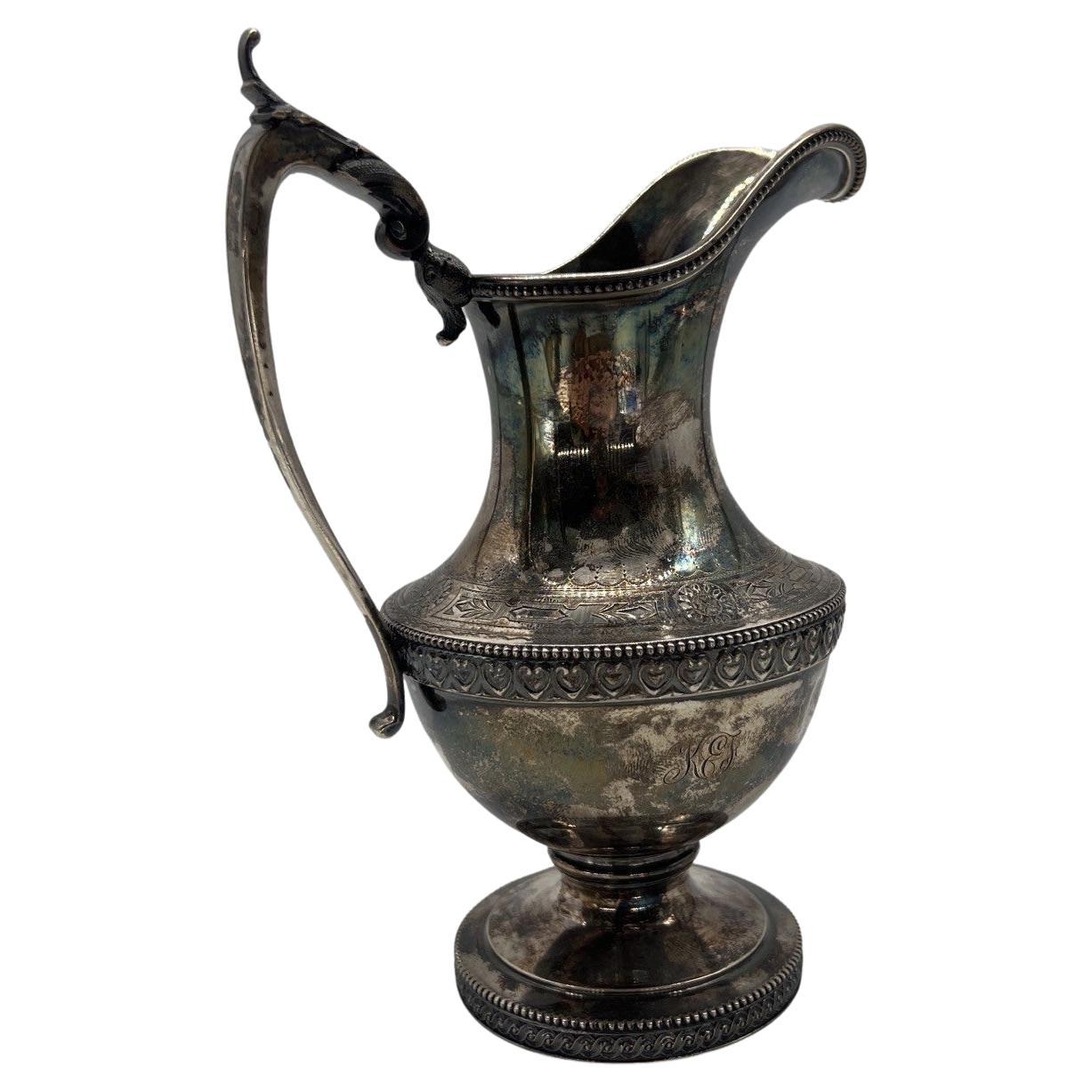 Antique Boston Sterling Silver Hand Chased Creamer Pitcher C. 1860 For Sale