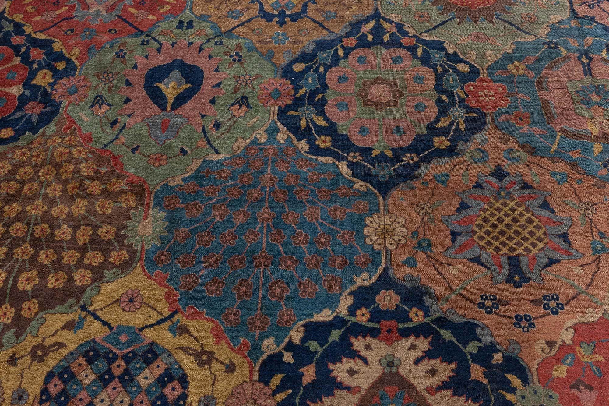 Antique botanic Indian carpet (size adjusted) 
Size: 12'8