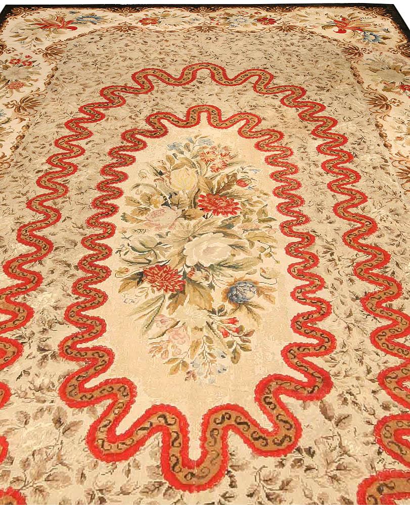 French Antique Botanic Needlepoint Carpet For Sale