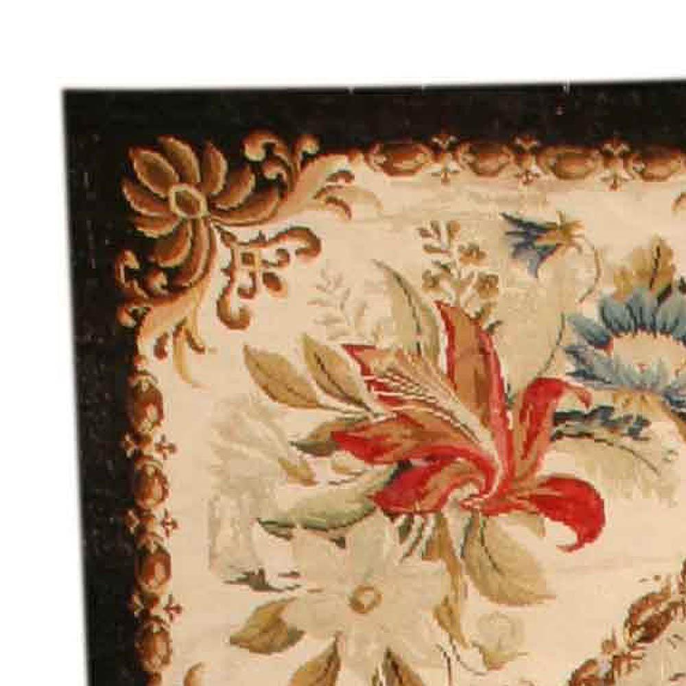 19th Century Antique Botanic Needlepoint Carpet For Sale