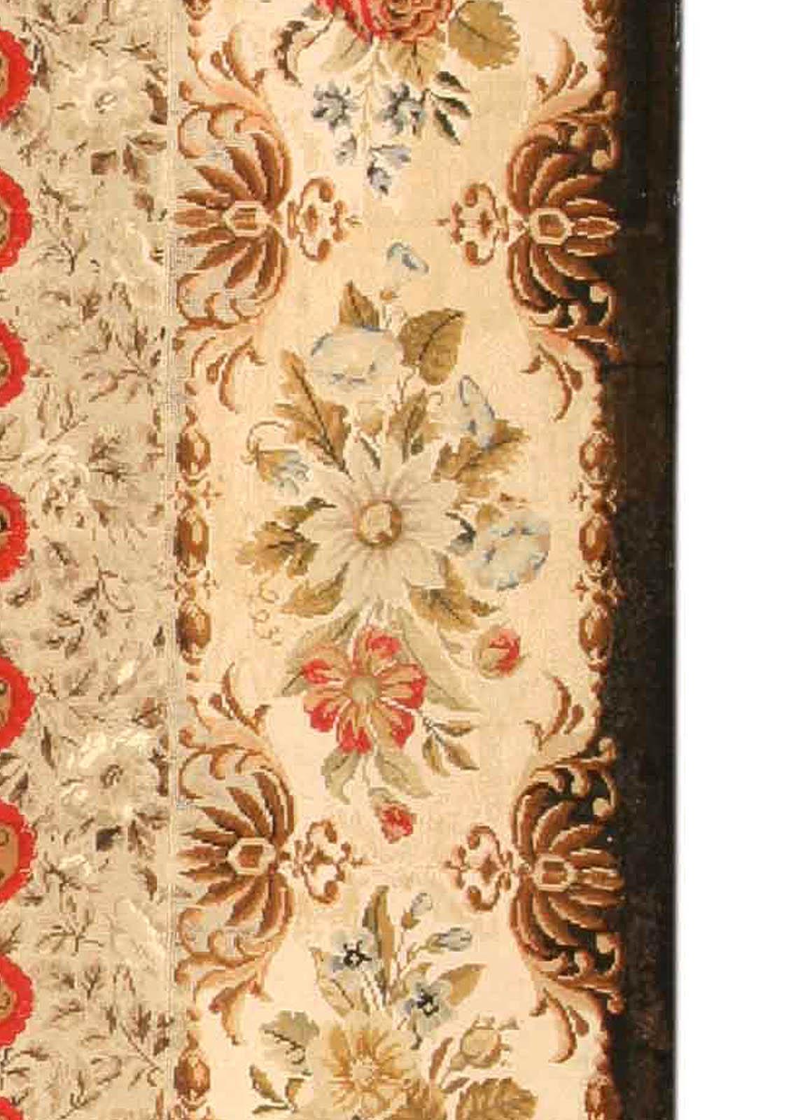 Wool Antique Botanic Needlepoint Carpet For Sale