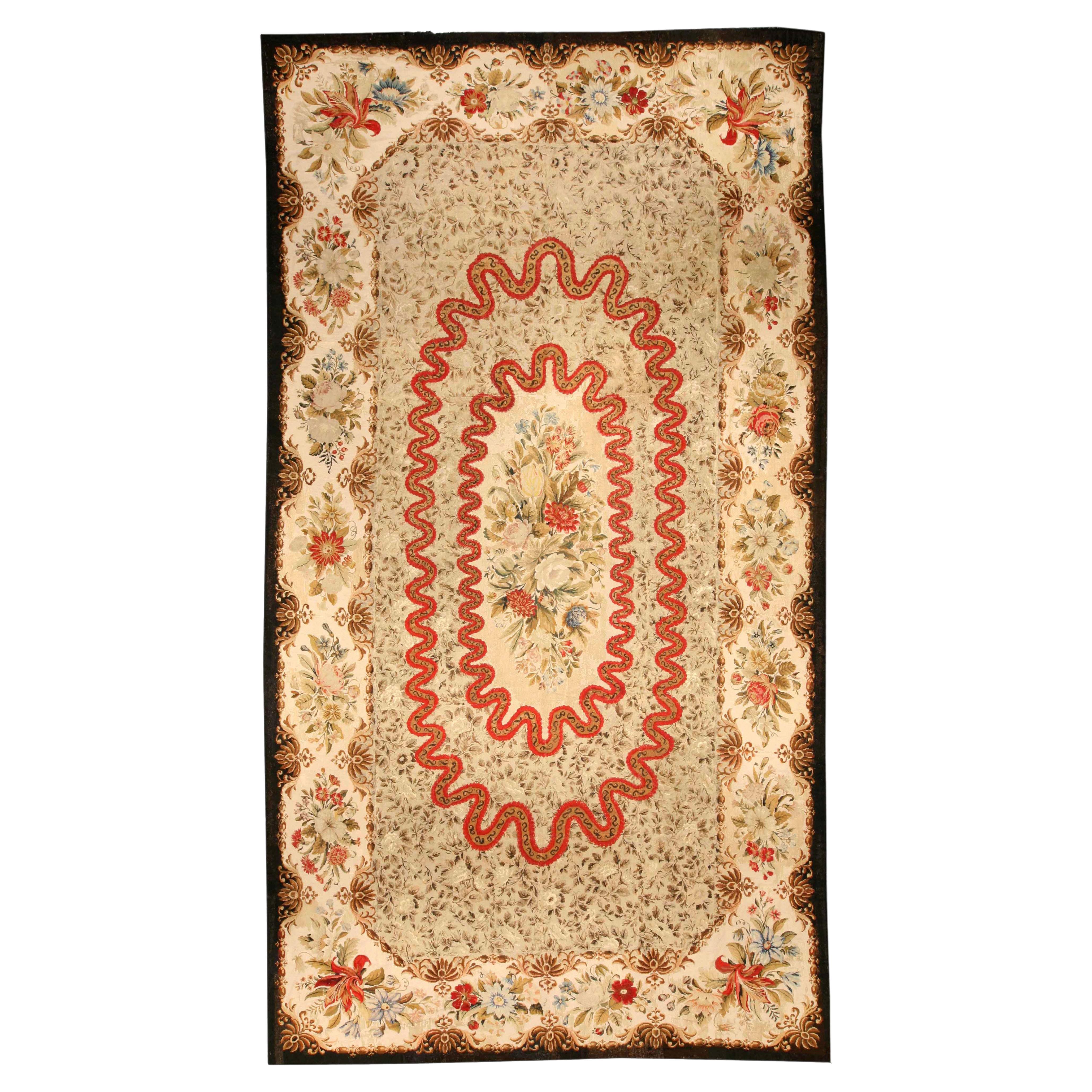 Antique Botanic Needlepoint Carpet For Sale