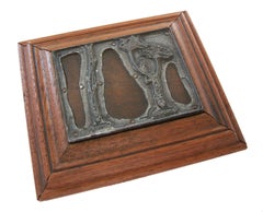 Antiker botanischer Buchdruck-/Gravurteller, Rahmen aus Nussbaumholz, 19. Jahrhundert