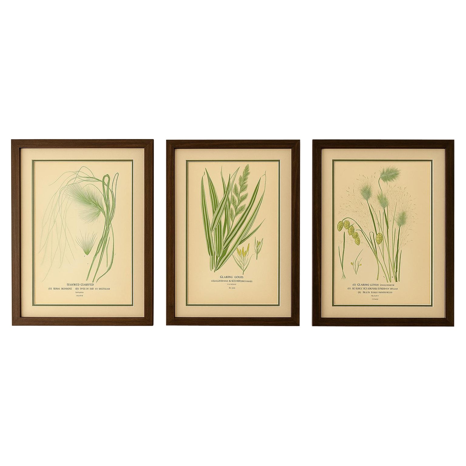 Stampe botaniche antiche di piume, nastri e erbe tremule - C.C. 1897 in vendita