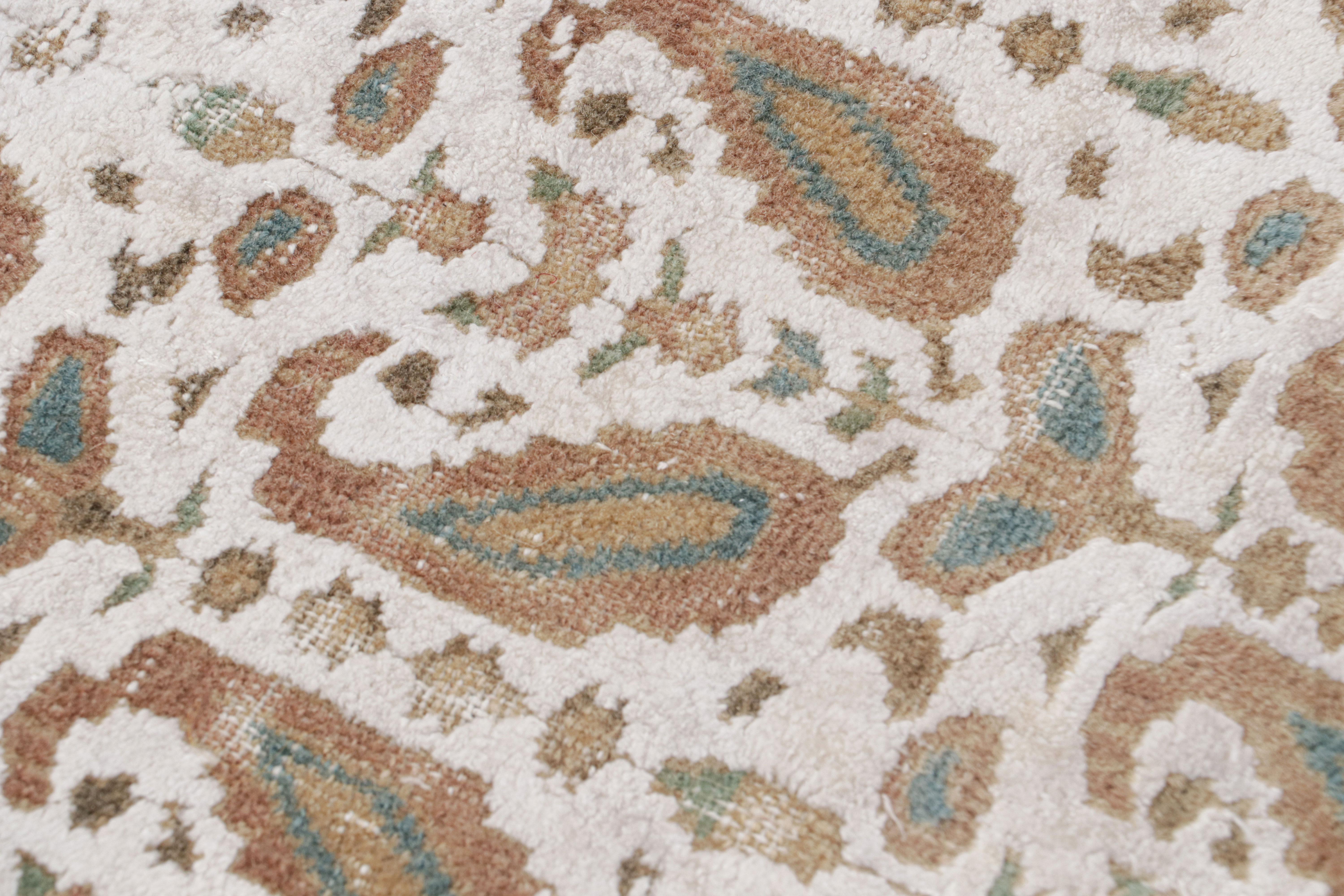 Late 19th Century Antique Boteh Paisley Beige and Off-White Wool Rug by Rug & Kilim For Sale