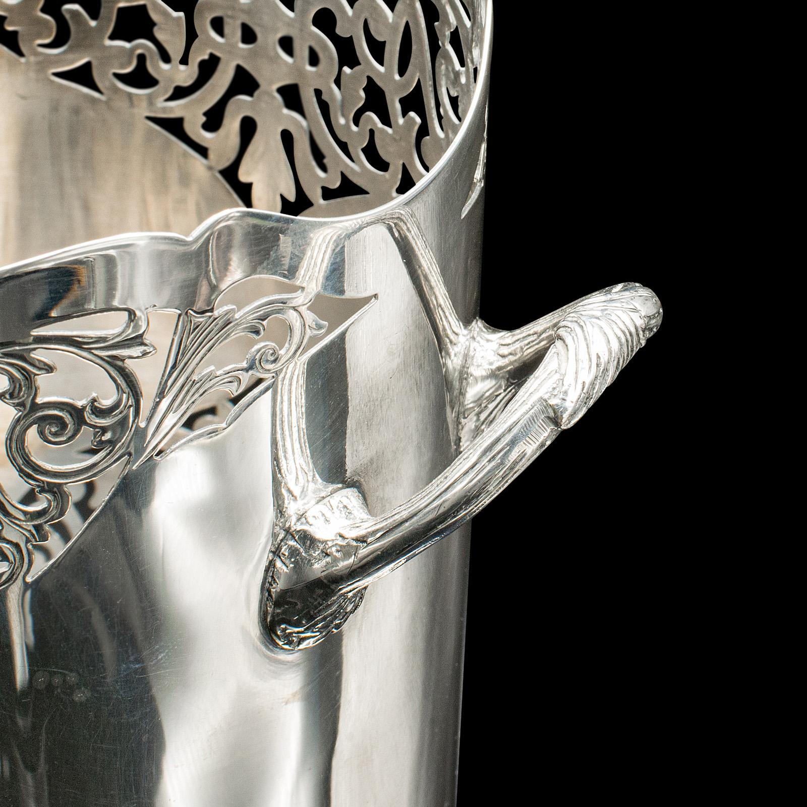 Antique Bottle Cooler, English, Silver Plate, Champagne Magnum Bucket, C.1920 For Sale 4