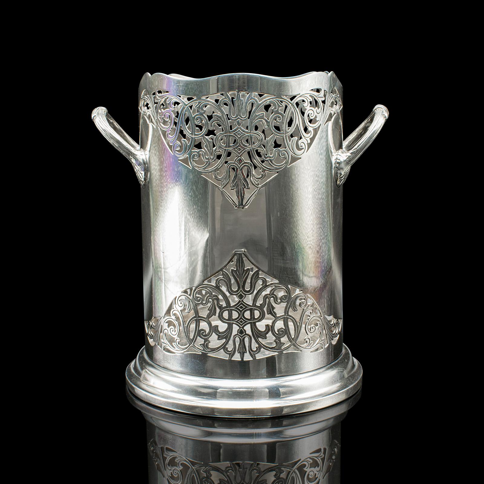 Mid-Century Modern Antique Bottle Cooler, English, Silver Plate, Champagne Magnum Bucket, C.1920 For Sale
