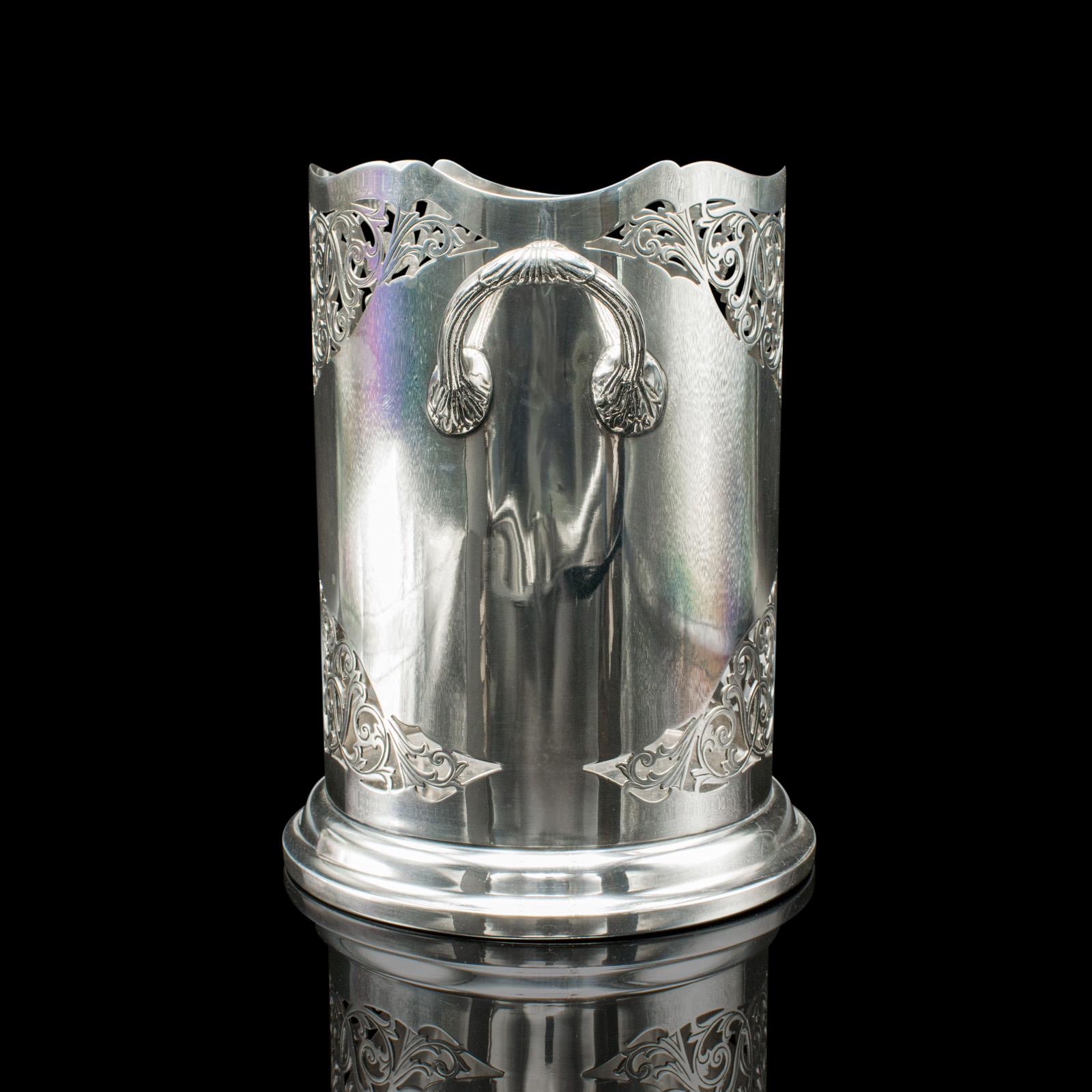 British Antique Bottle Cooler, English, Silver Plate, Champagne Magnum Bucket, C.1920 For Sale