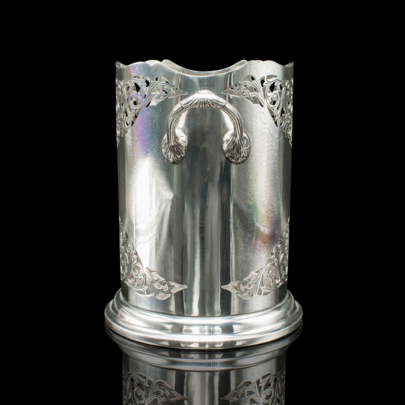 Antique Bottle Cooler, English, Silver Plate, Champagne Magnum Bucket, C.1920 In Good Condition For Sale In Hele, Devon, GB