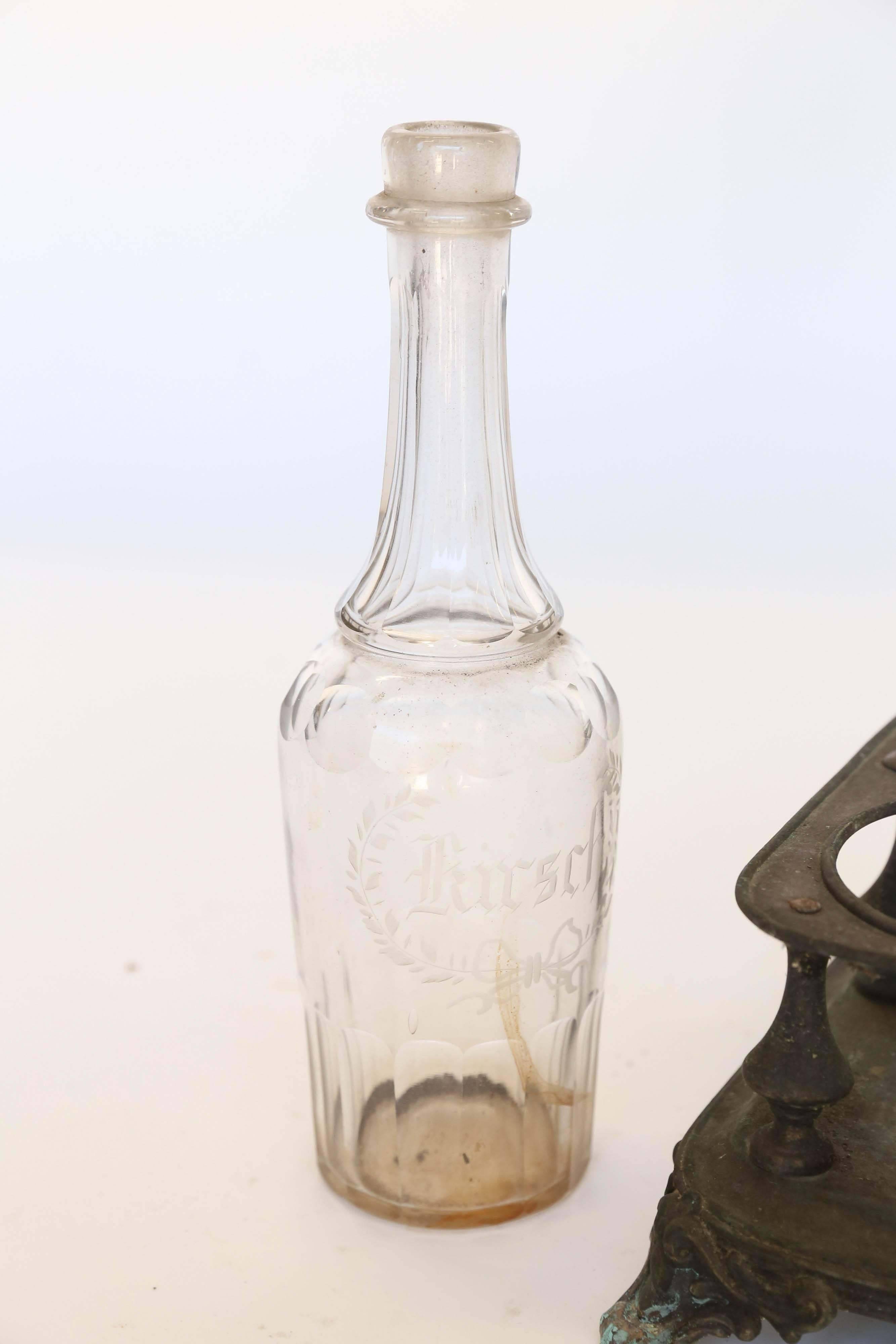 French Antique Bottle Holder with Bottles