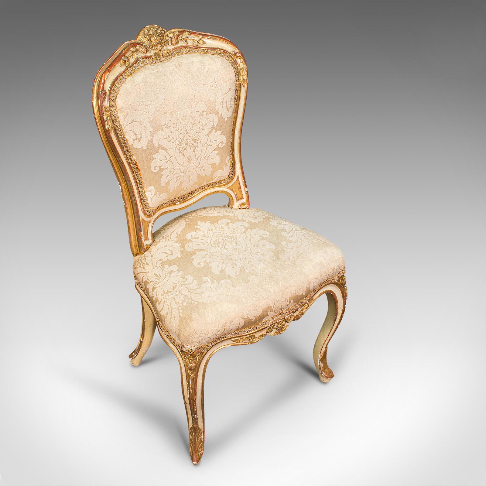 19th Century Antique Boudoir Chair, French, Giltwood, Bedroom Dressing Seat, Victorian, 1900