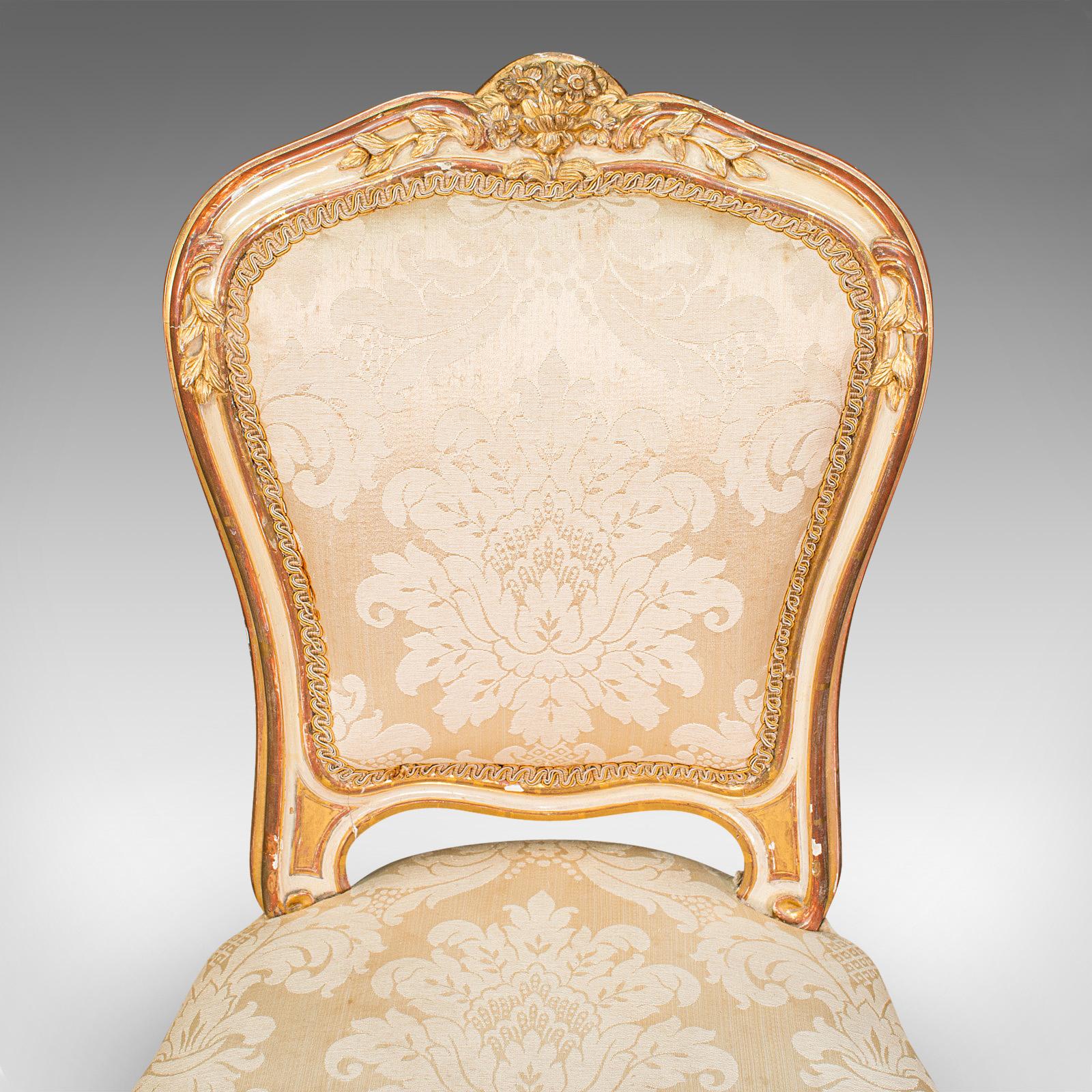 Antique Boudoir Chair, French, Giltwood, Bedroom Dressing Seat, Victorian, 1900 1