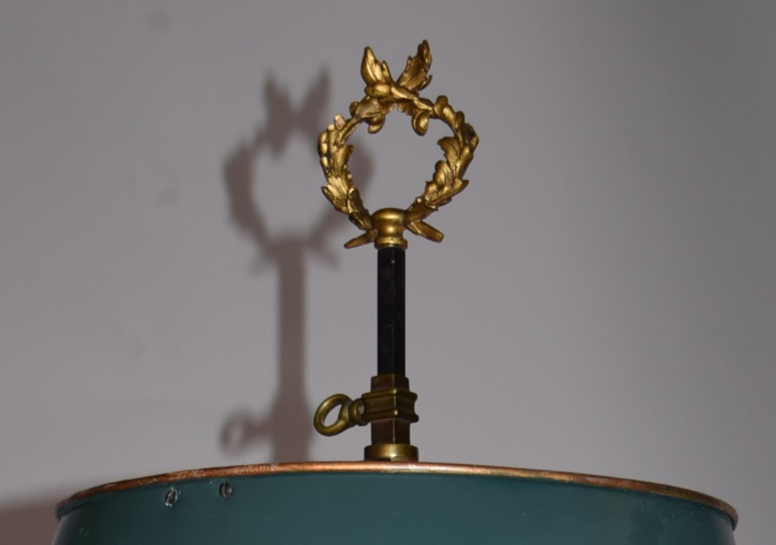 Antike Bouillotte-Lampe aus vergoldeter Bronze, signiert 