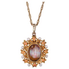 Antique Boulder Opal Conversion Necklace of 14k Gold