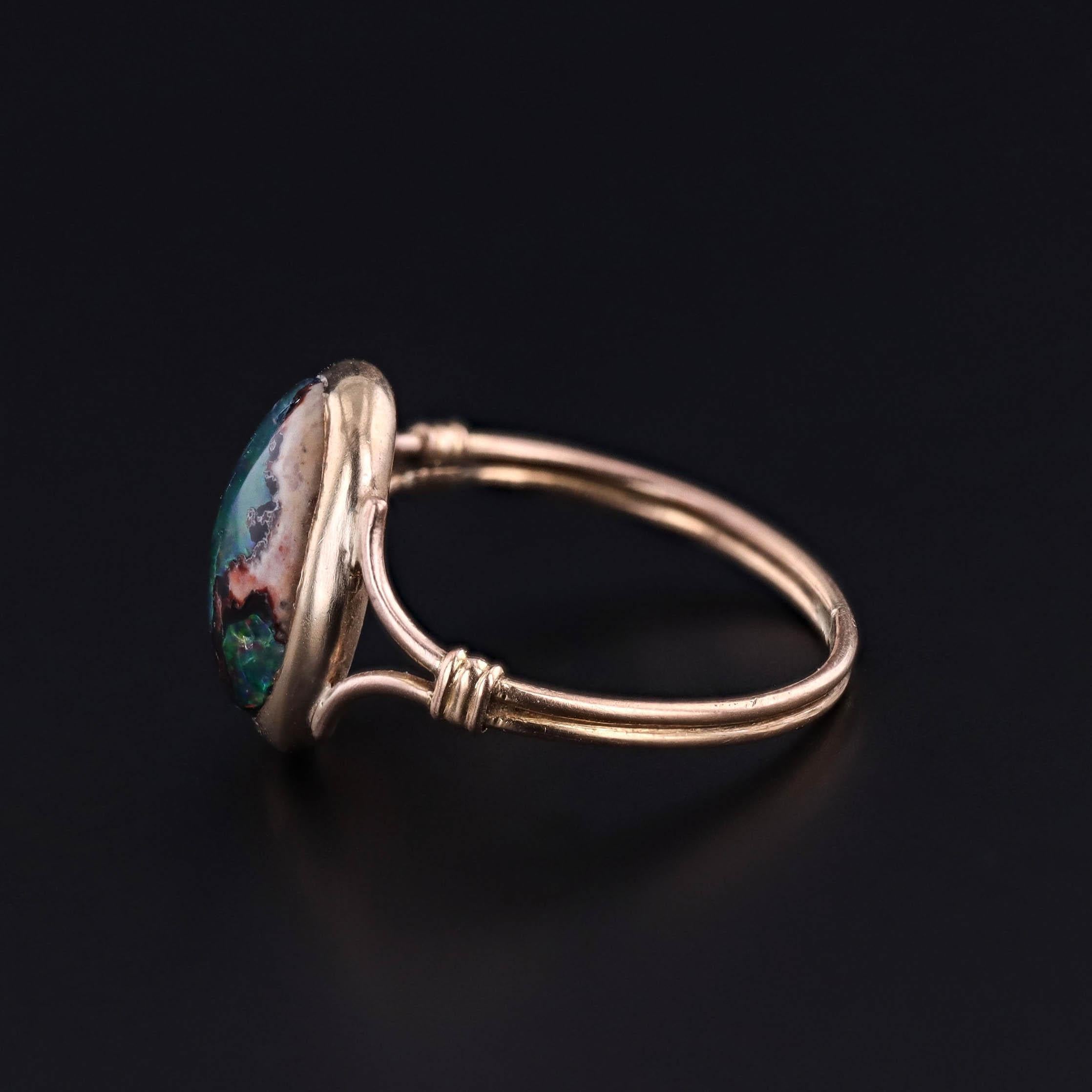 Victorian Antique Boulder Opal Ring of 18k Gold For Sale