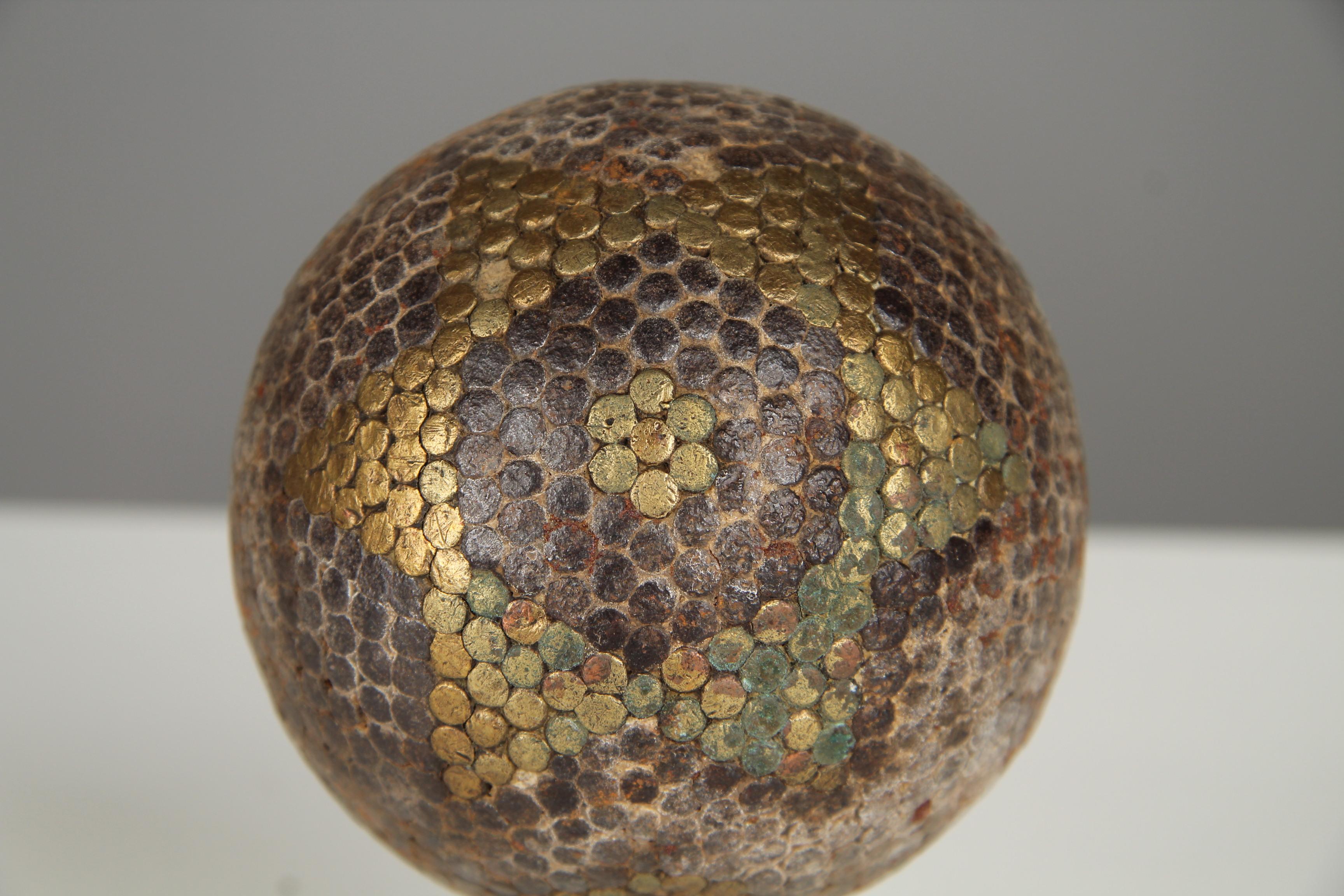 Late Victorian Antique Boule Ball With Star Decor And C, Pétanque, 1880s, France, Craftsmanship For Sale