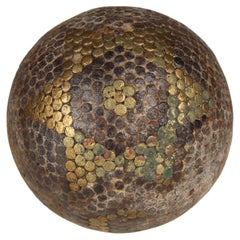 Antico pallone da bocce con decorazioni a stella e C, Pétanque, 1880, Francia, Artigianato