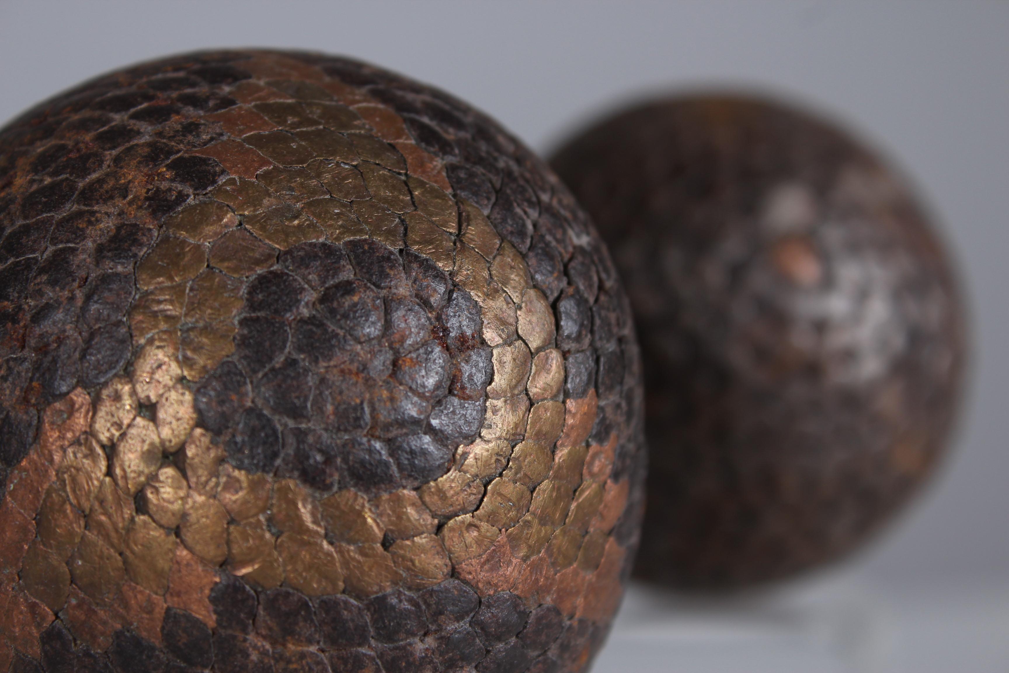 Hand-Carved Antique Boule Balls Set 