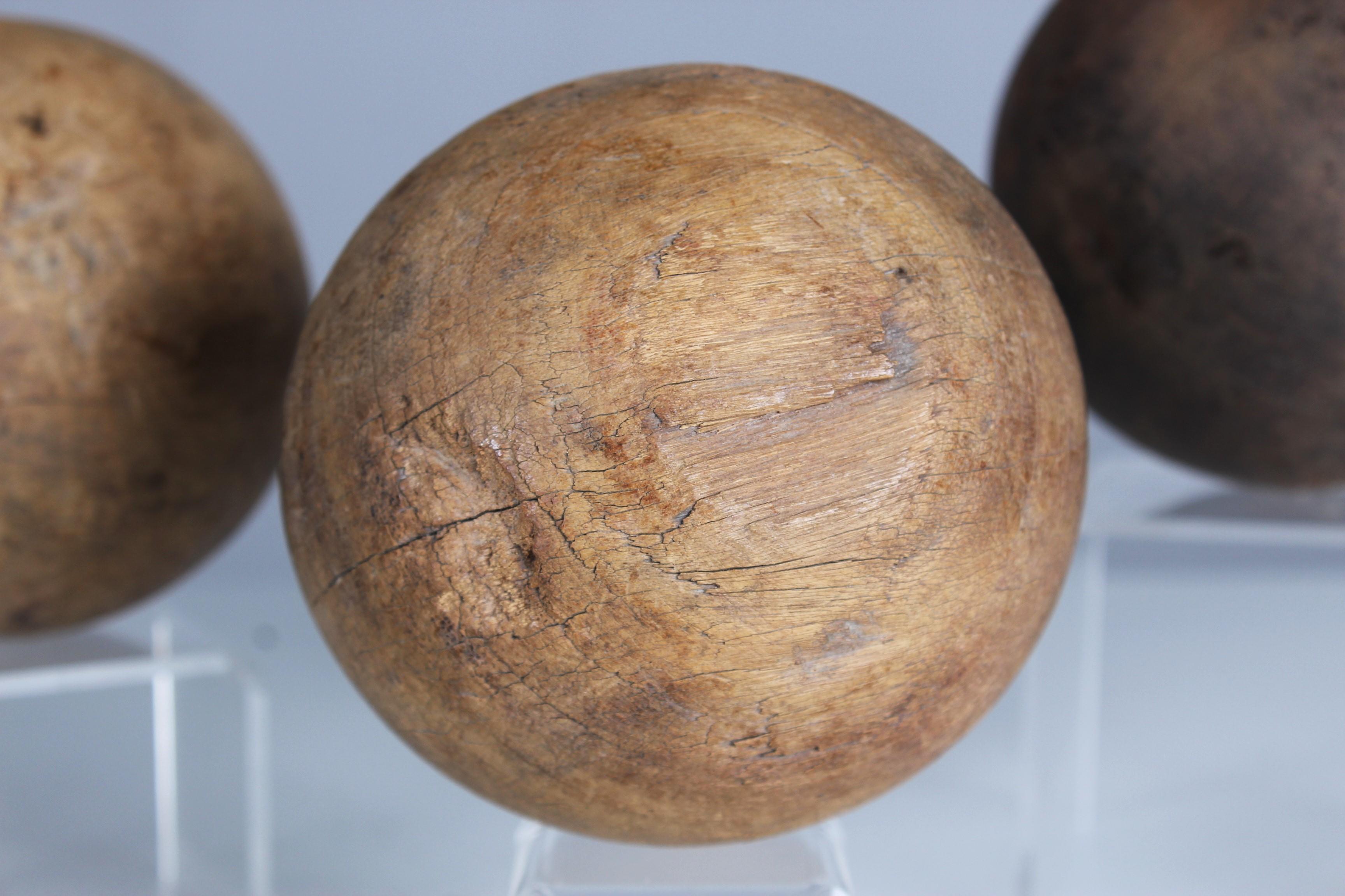 Beautiful, unique Boule set of three Boule balls and one target ball, France, late 19th century.

In the 19th century, the manufacture of boule balls underwent significant development in France as the game of boules, particularly the pétanque