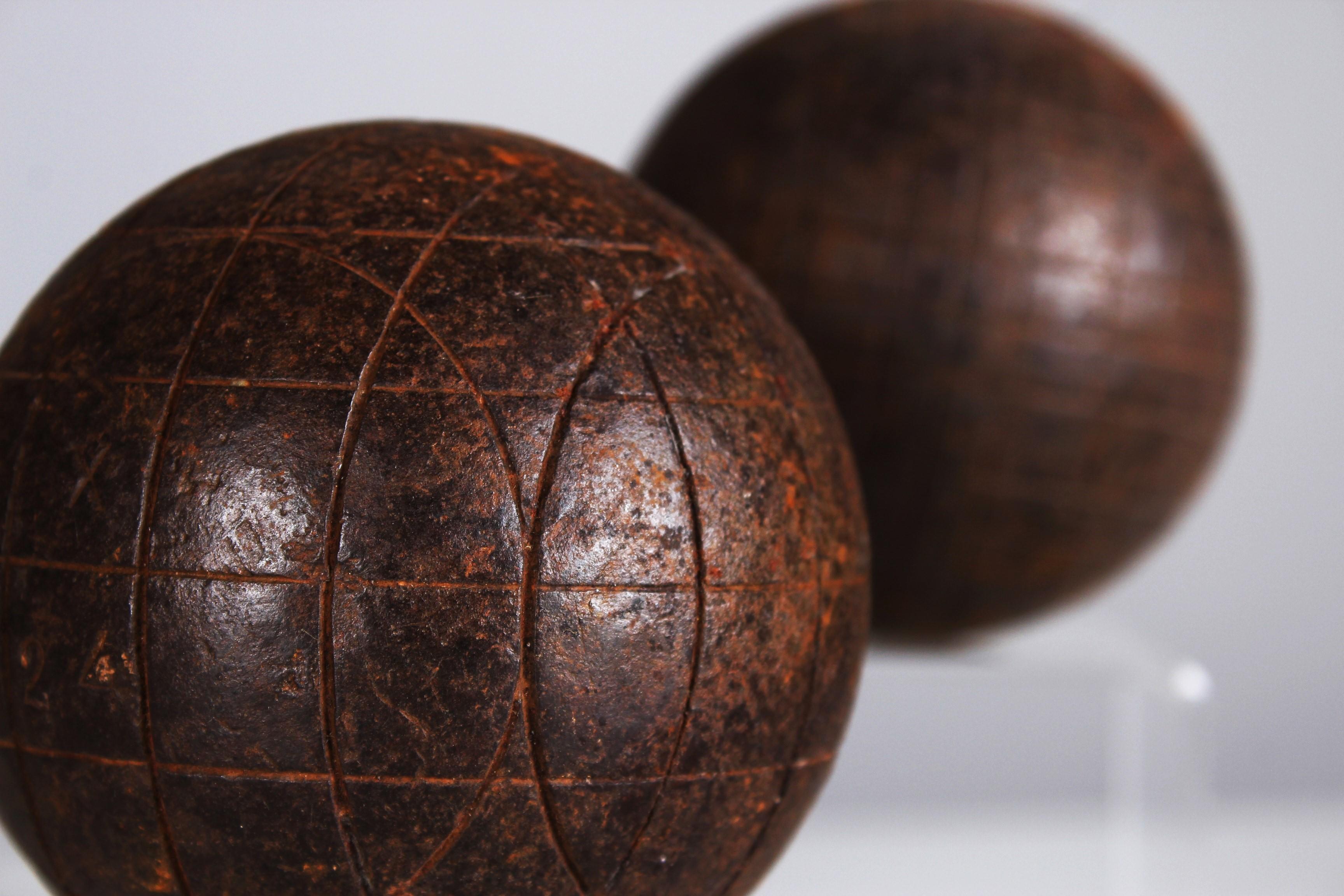 19th Century Antique Boule Set, Boule Balls, Pétanque, 1880s, France, Craftsmanship For Sale