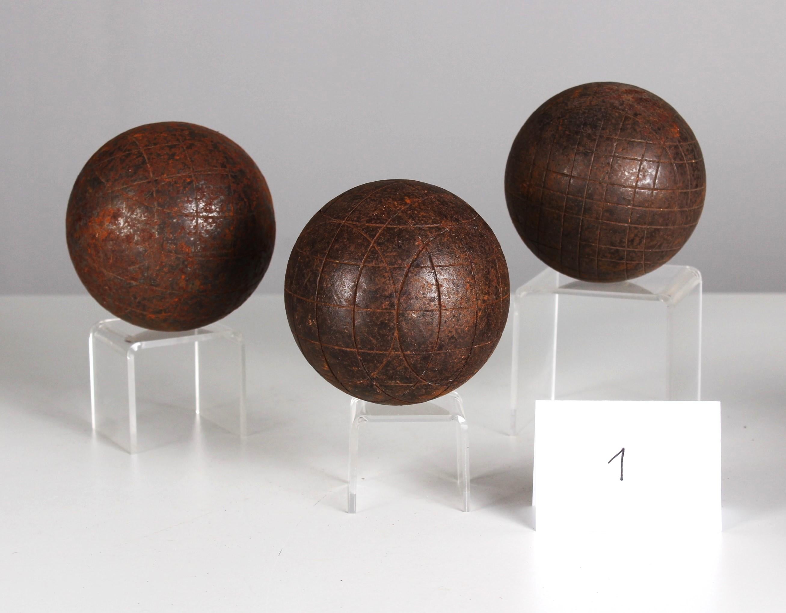 Antikes Boule-Set, Boule-Kugeln, Pétanque, 1880er Jahre, Frankreich, Handwerkskunst (Metall) im Angebot