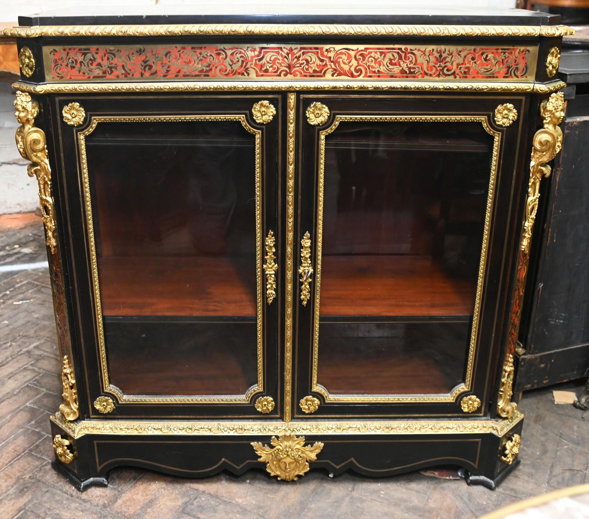 Antique Boulle Cabinet Vitrine Napoleon III 1860 For Sale 3