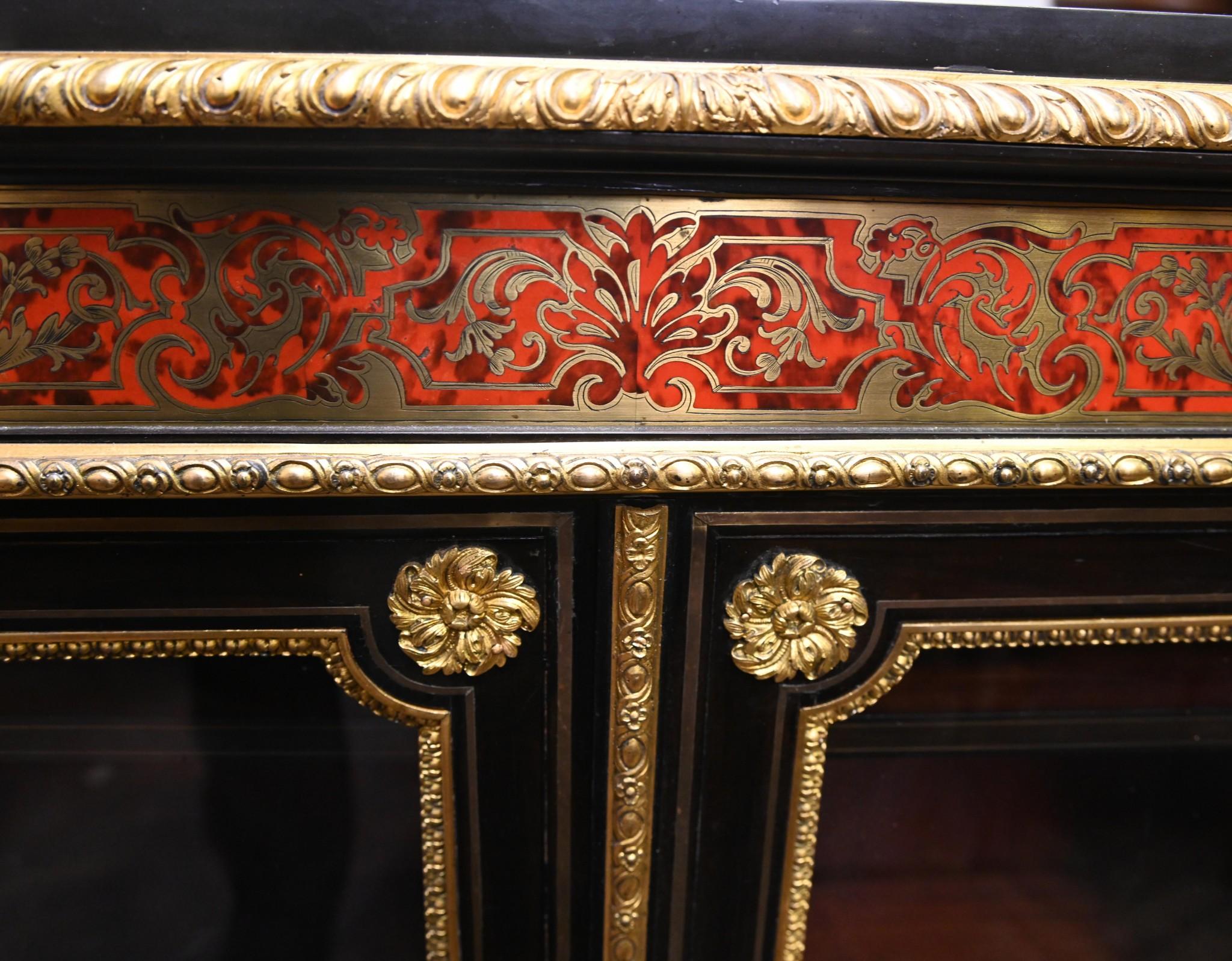 Antique Boulle Cabinet Vitrine Napoleon III 1860 For Sale 4