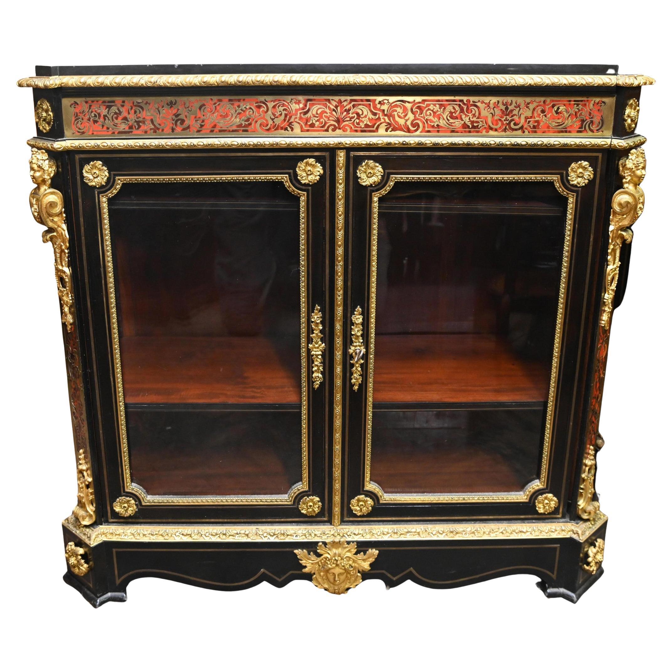 Antique Boulle Cabinet Vitrine Napoleon III 1860