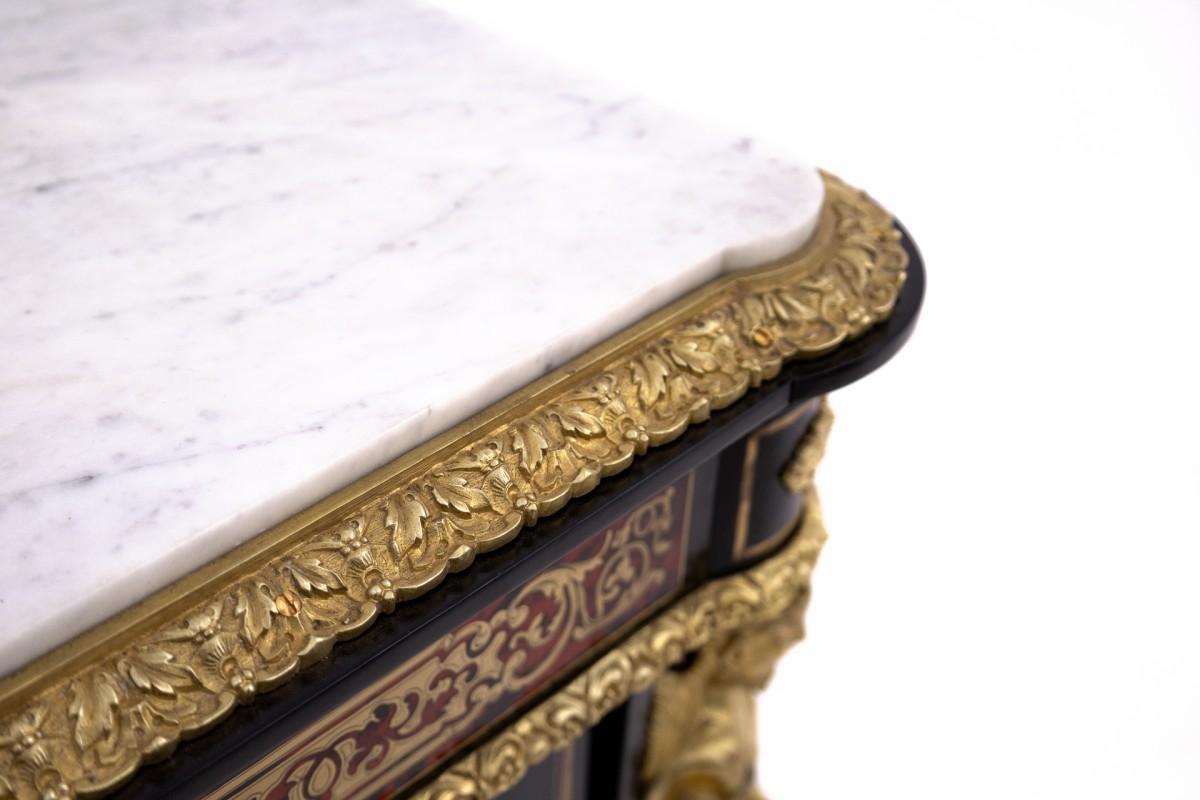 Antica cassettiera Boulle della metà del XIX secolo, Francia. In condizioni buone in vendita a Chorzów, PL