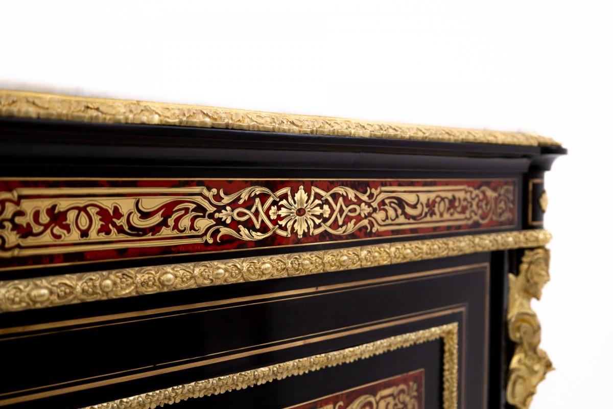 Marmo Antica cassettiera Boulle della metà del XIX secolo, Francia. in vendita