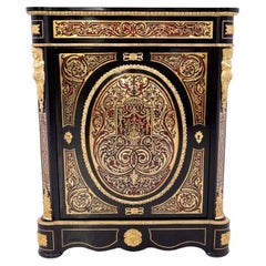 Antique boulle chest of drawers from the mid-19th century, France.