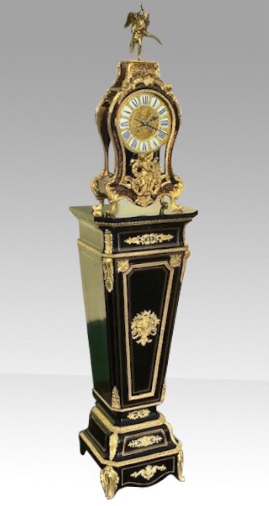 Antique Boulle Pedestal Clock by Dubuc Paris 4