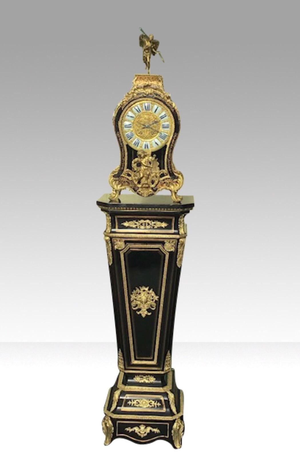 Antique Boulle Pedestal Clock by Dubuc Paris 6