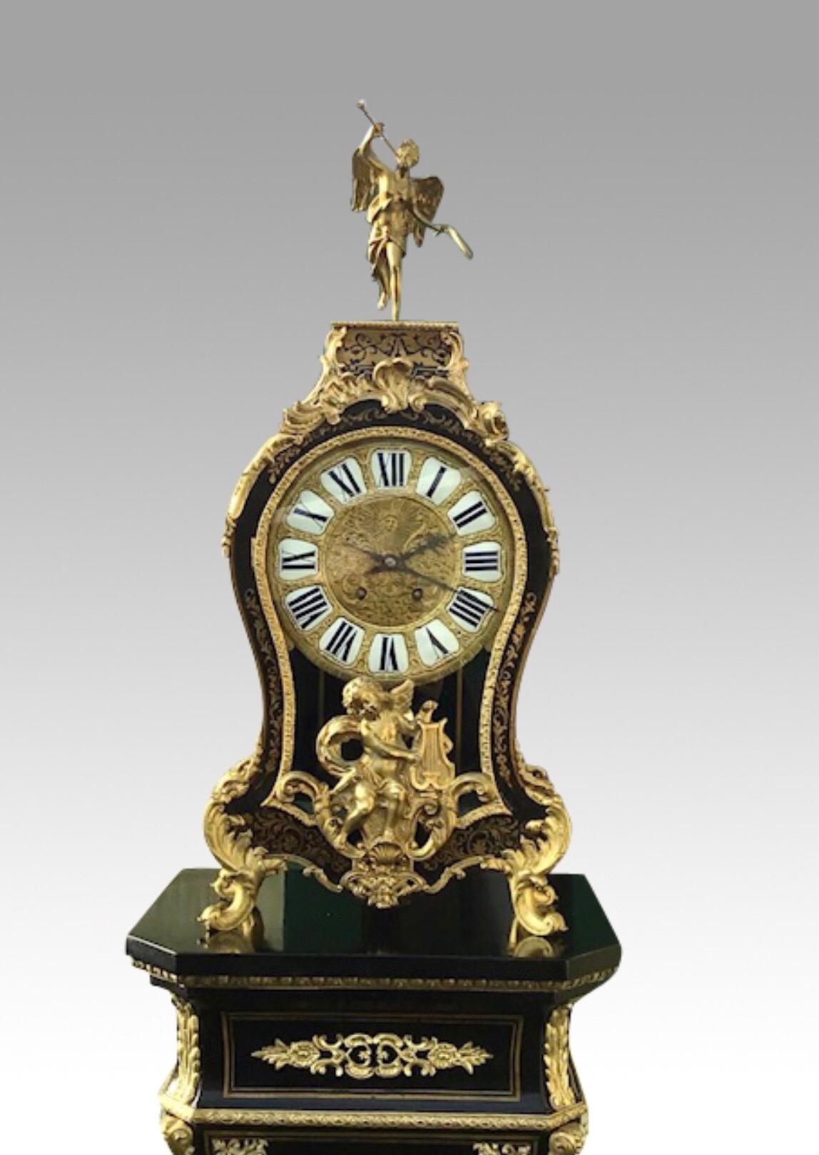 Antique Boulle Pedestal Clock by Dubuc Paris 7
