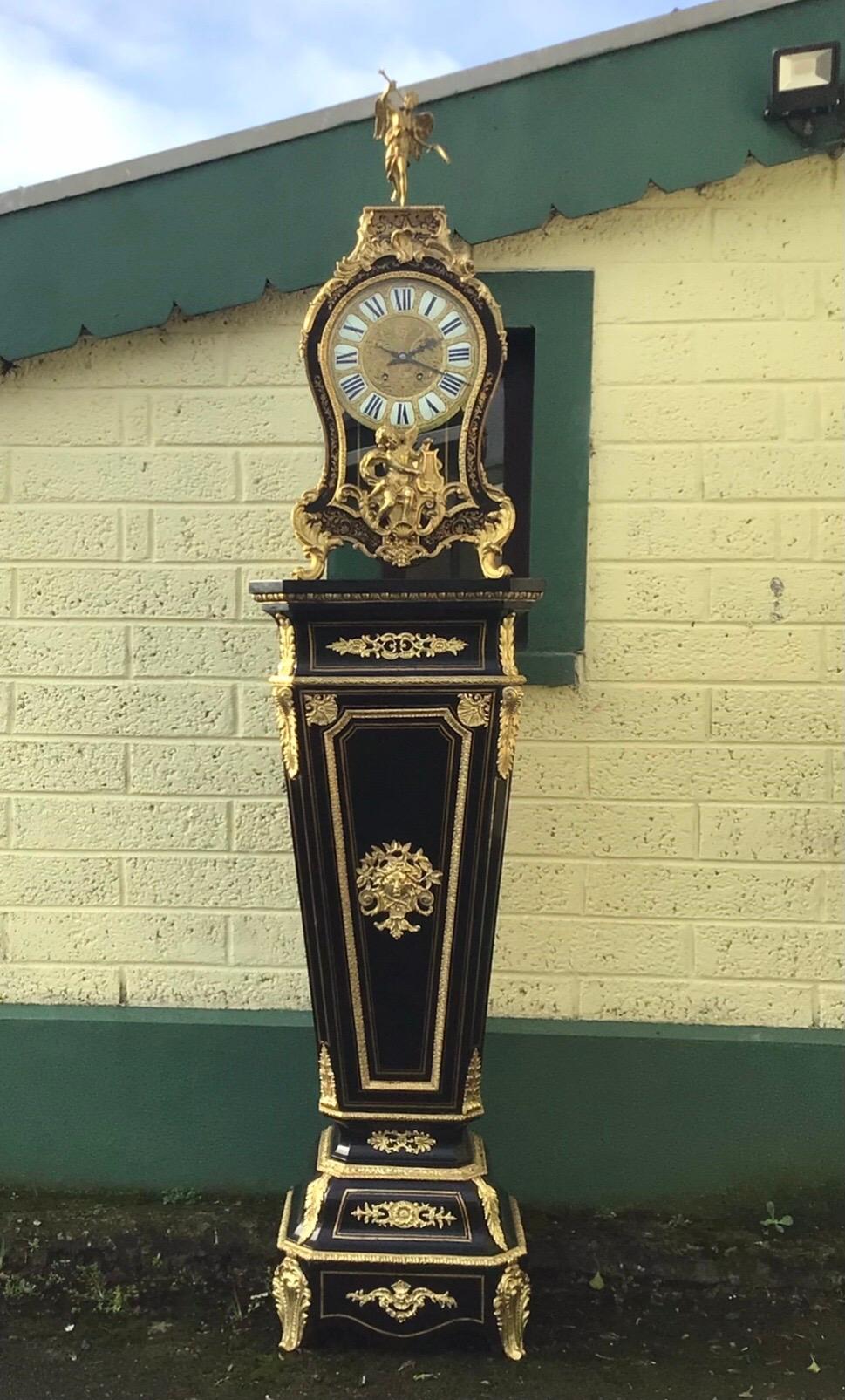 Antique Boulle Pedestal Clock by Dubuc Paris 10
