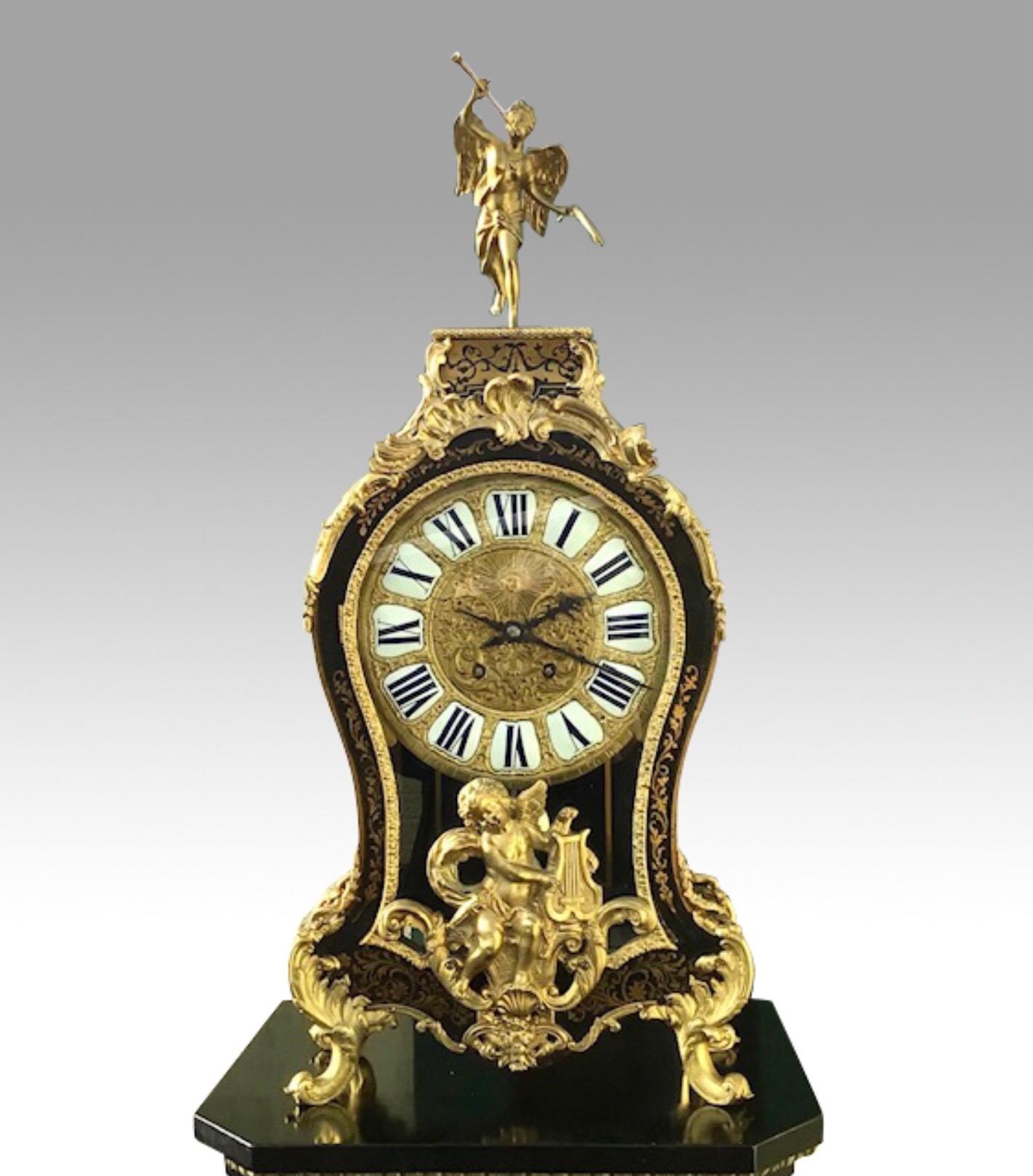 Antique Boulle Pedestal Clock by Dubuc Paris In Good Condition In Antrim, GB