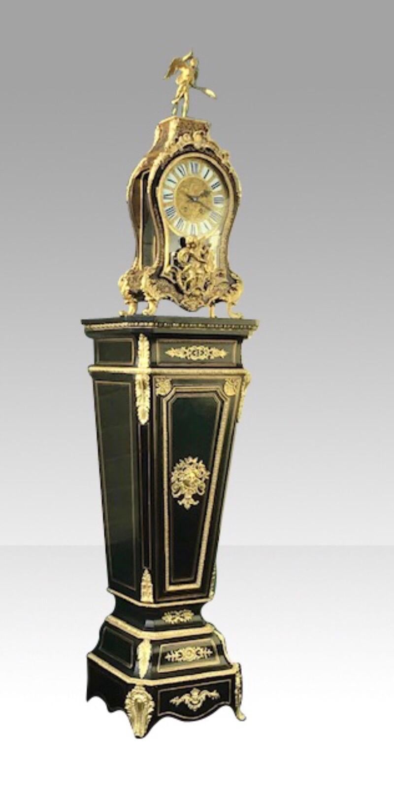 Late 18th Century Antique Boulle Pedestal Clock by Dubuc Paris