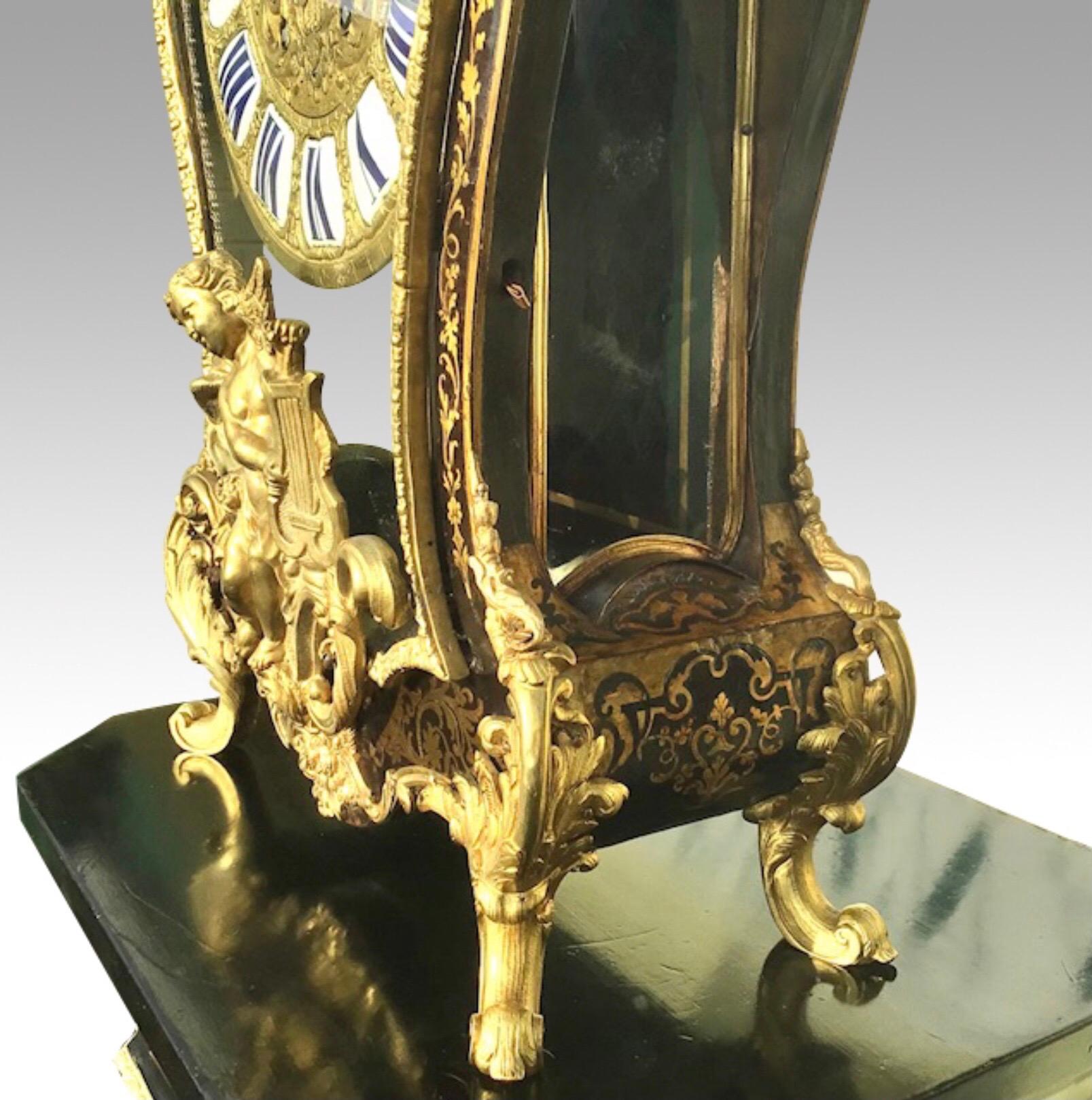 Brass Antique Boulle Pedestal Clock by Dubuc Paris
