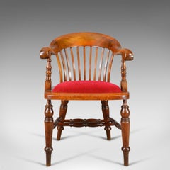Antique Bow Back Armchair, High Wycombe, Smokers, Captains, R. Tyzack, George V