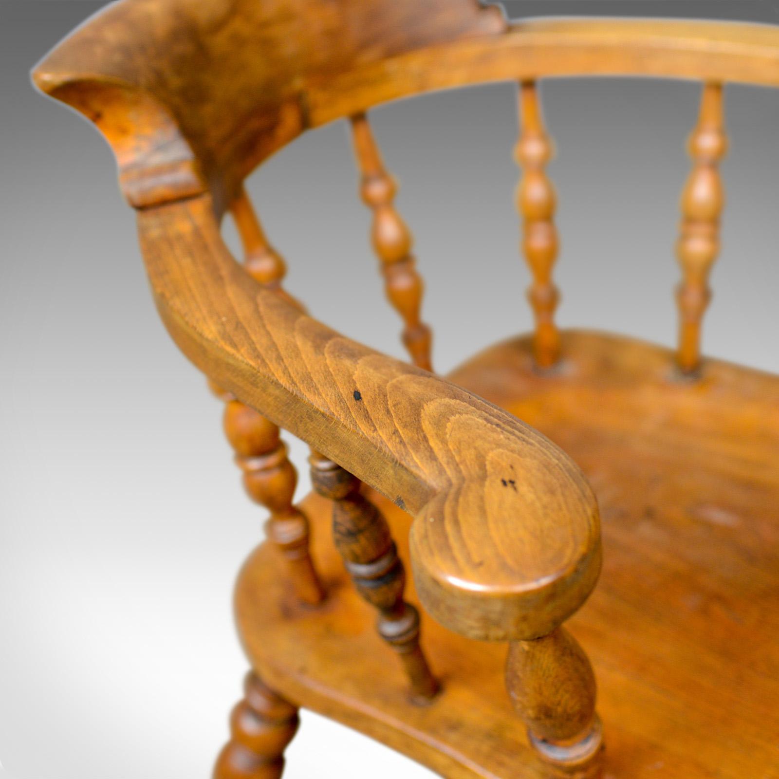 Antique Bow-Back Elbow Chair, English, Victorian, Smokers, Captains, circa 1890 In Good Condition In Hele, Devon, GB