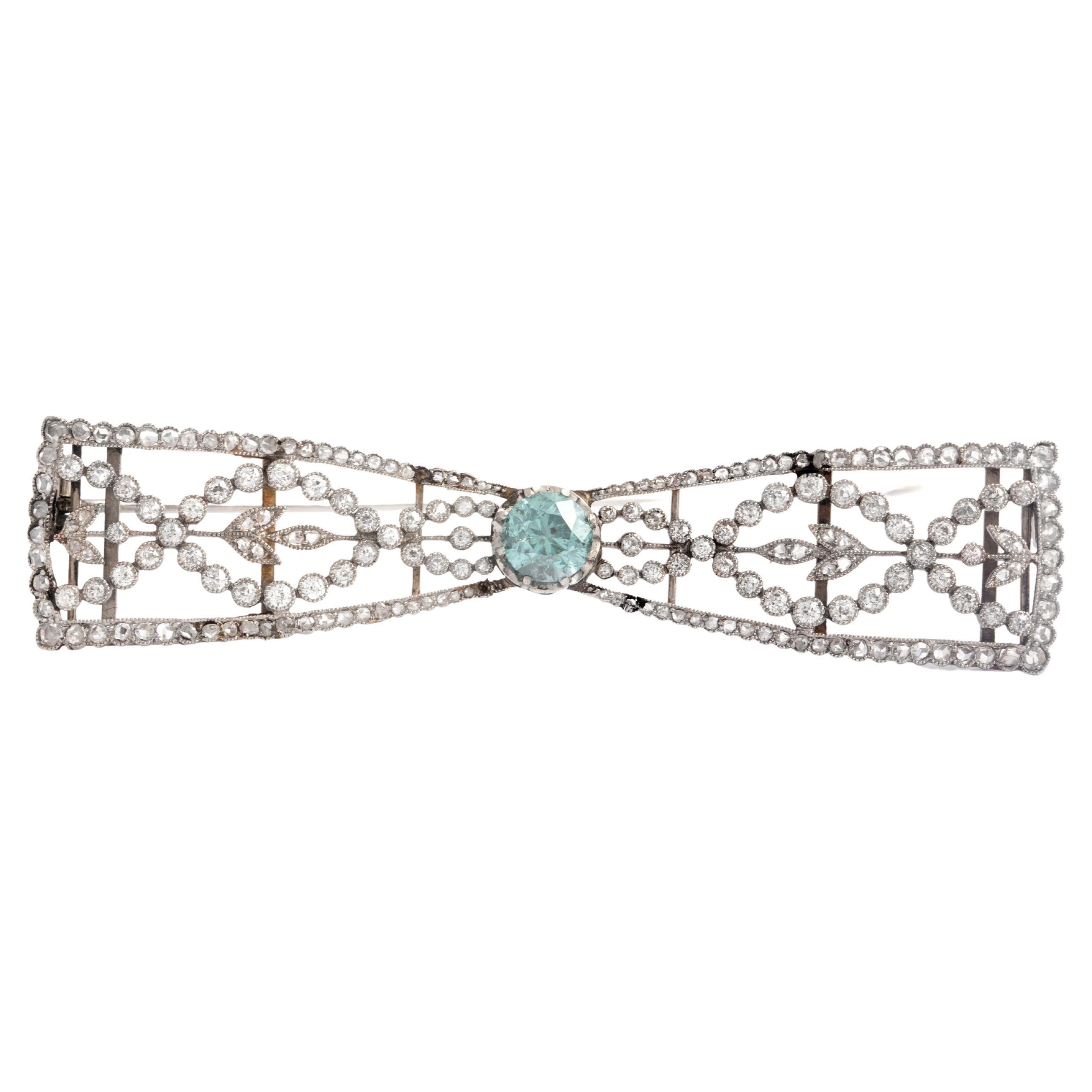 Antique Bow Brooch Diamond For Sale