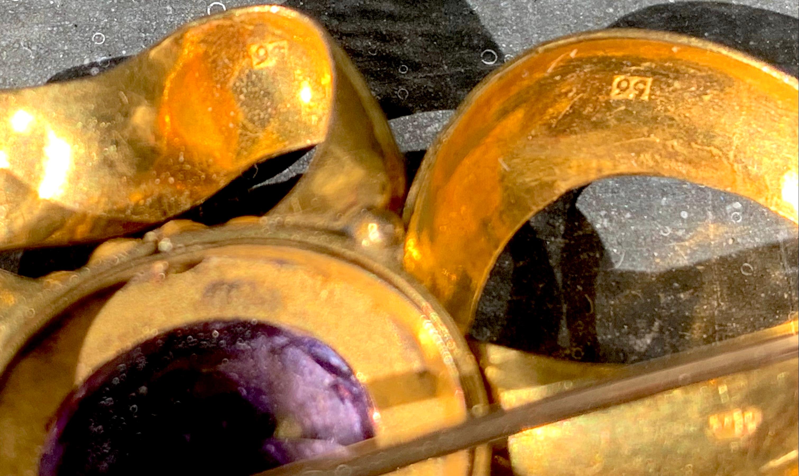 Antique Bow Brooch Russian Amethyst 14 Karat Gold Oriental Pearls For Sale 1