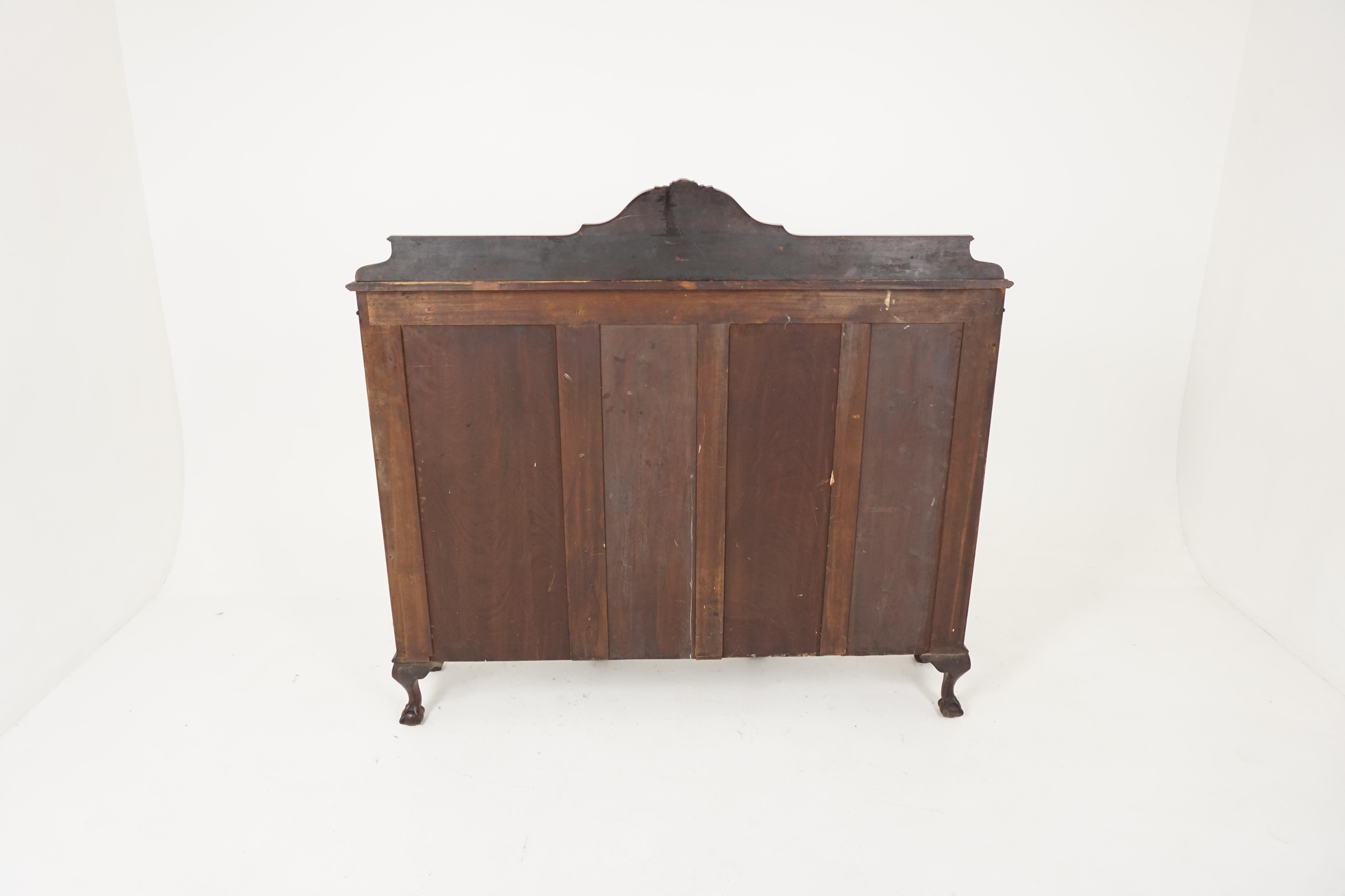 Antique Bow Front Bookcase, Walnut Display Cabinet, Scotland 1910, B1934 4