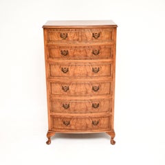 Antique Bow Front Burr Walnut Chest of Drawers