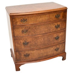 Antique Bow Front Burr Walnut Chest of Drawers