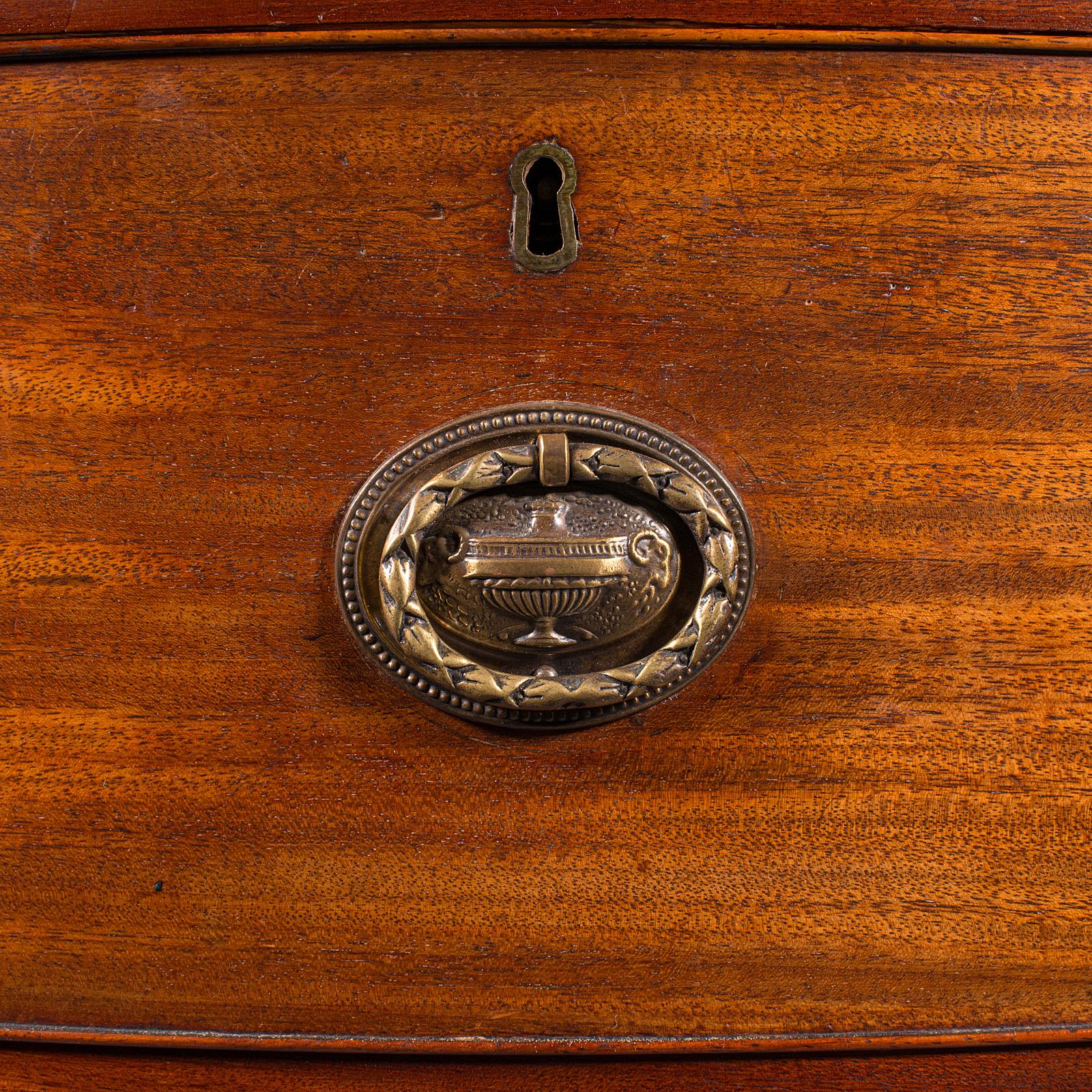 Antique Bow Front Chest of Drawers, English, Bachelors, Bedroom, Georgian, 1790 2