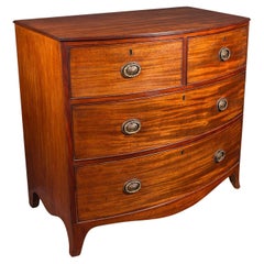 Antique Bow Front Chest of Drawers, English, Bachelors, Bedroom, Georgian, 1790