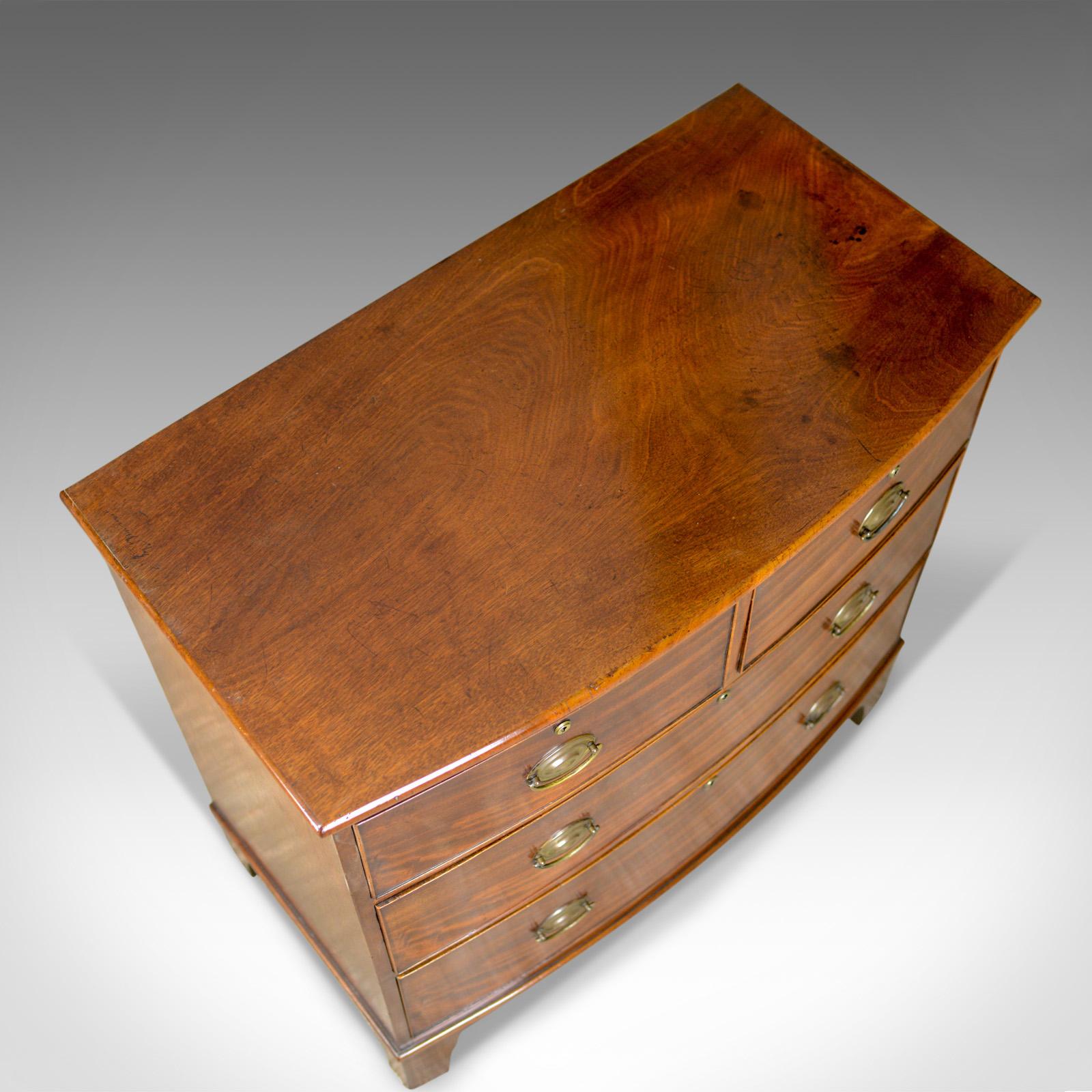 Antique Bow Front Chest of Drawers, English, Georgian, Mahogany, circa 1790 1