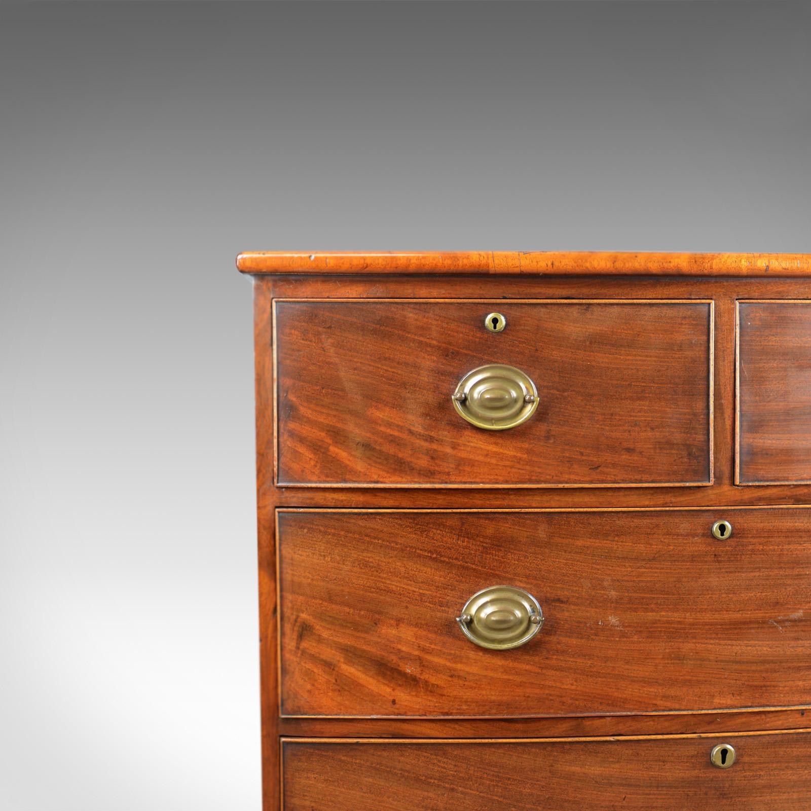 Antique Bow Front Chest of Drawers, English, Georgian, Mahogany, circa 1790 2